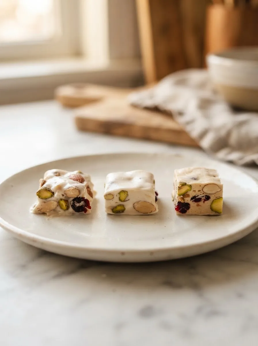 Comparison of big hunk recipe nougat cooked to three different candy temperatures