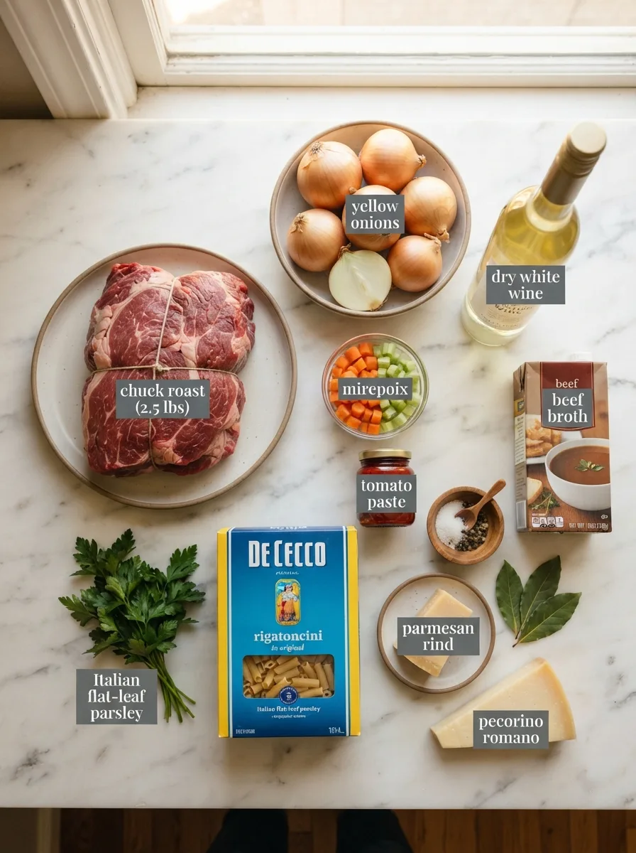 Ingredients for buona beef tuna genovese copycat recipe including chuck roast and onions