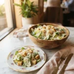 Cheesecake factory caesar salad recipe tossed with creamy dressing, parmesan, and garlic croutons