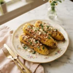 Golden chilis corn on the cob brushed with smoky chili-lime butter and cotija cheese