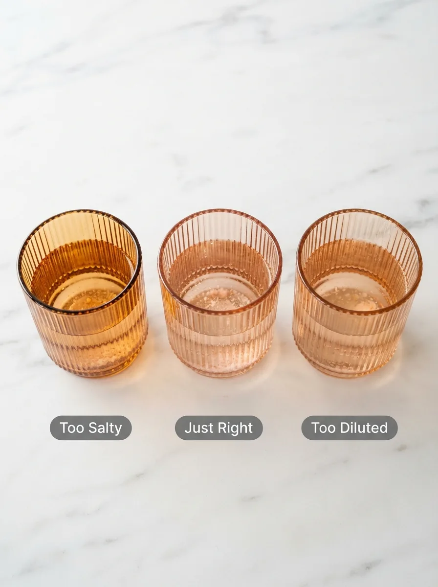 Comparison of three japanese pink salt weight loss recipe ratios from too salty to just right