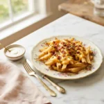 Golden crispy cheese fries texas roadhouse style loaded with melted cheddar sauce and bacon bits
